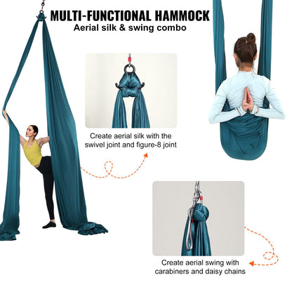 VEVOR Aerial Yoga Hängematte Nylon Grün 8 x 2,8 m bis 1000 kg
