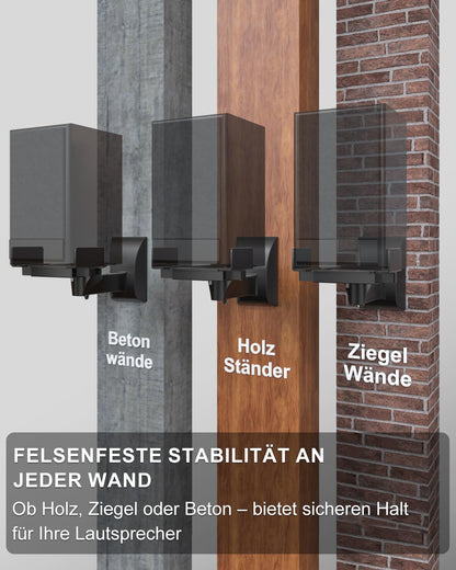 WALI Lautsprecher-Wandhalterung SWM201, 2er-Set, bis 25 kg, Schwarz