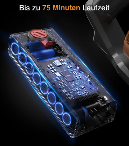 CHEBIO V18 Akku Staubsauger kabellos, 600W, 50KPa, 75 Min Laufzeit