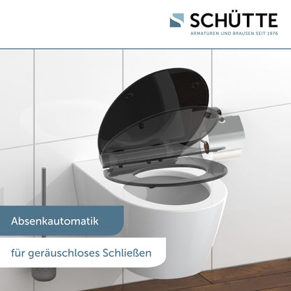 Schütte Slim WC-Sitz aus Duroplast mit Absenkautomatik, Schwarz