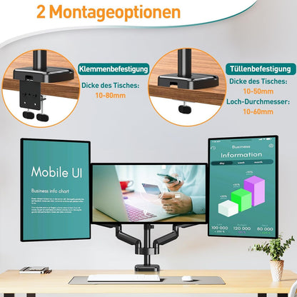 ELIVED Monitorhalterung EV006 für 3 Monitore, 13-27 Zoll, VESA 75/100