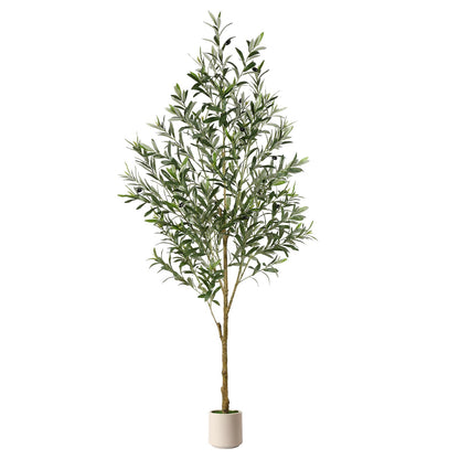 Alupssuc Künstlicher Olivenbaum Kunstpflanze Gross – 180cm mit grünem Blätterkranz, schwarzen Oliven und braunem Stamm zur Innenraum-Dekoration.