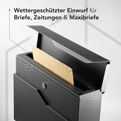 NewHabitat Manhattan Wandbriefkasten Anthrazit mit Zeitungsfach