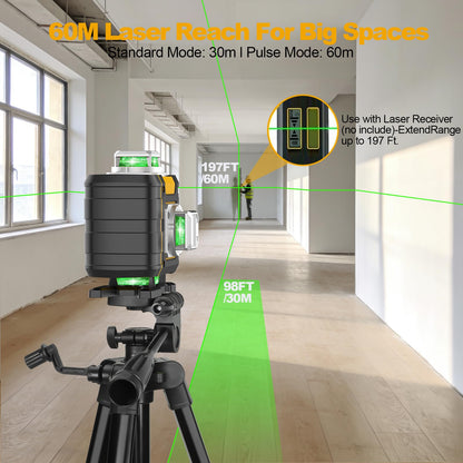 CinusLinus Kreuzlinienlaser SPY-16B 4x360° grün mit Stativ
