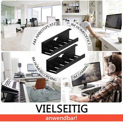 iVengo XL Kabelkanal Schreibtisch, 2er Set, 2x 50 cm, schwarz