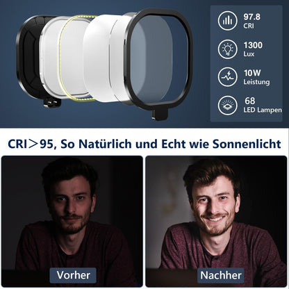 LitONES LED Ringlicht Schreibtischlampe dimmbar mit Stativ