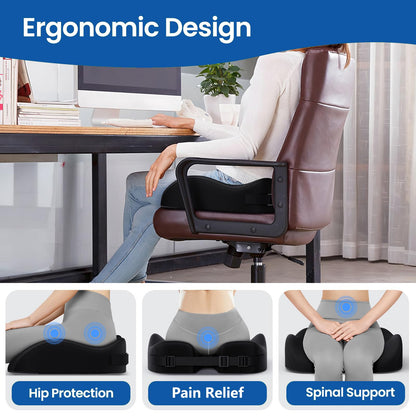 Benazcap Orthopädisches Sitzkissen aus Memory-Schaum, schwarz
