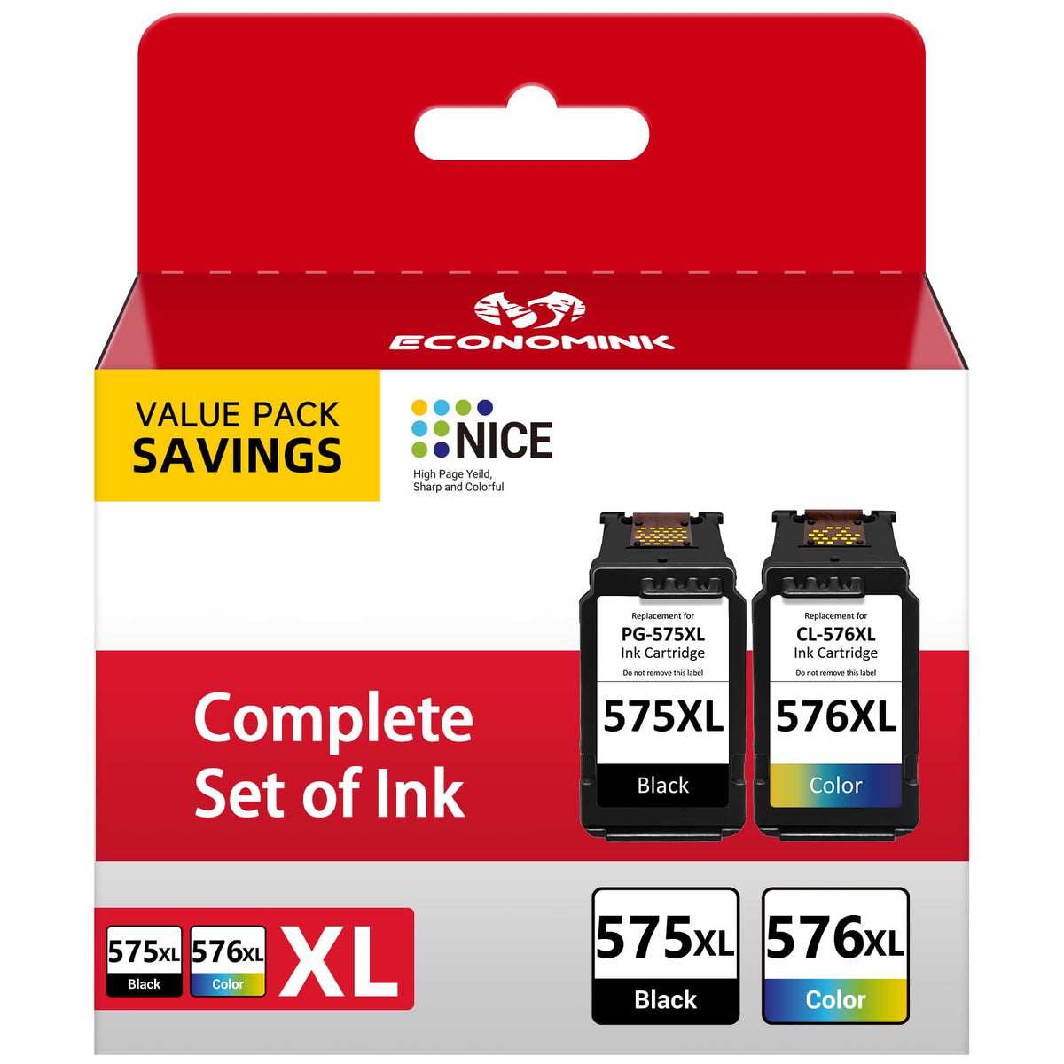Economink PG-575XL CL-576XL Druckerpatronen kompatibel für Canon Pixma, Multipack schwarz und farbig