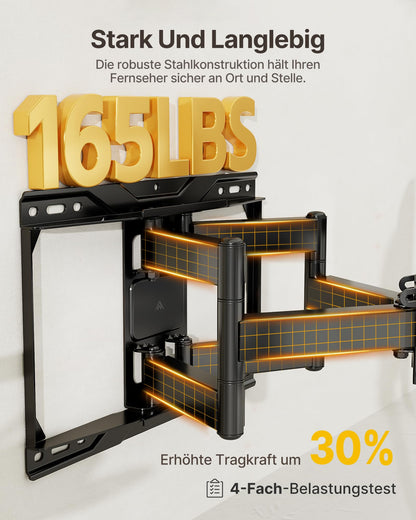 monTEK TV Wandhalterung HW1271BK schwenkbar für 37–90 Zoll bis 75 kg