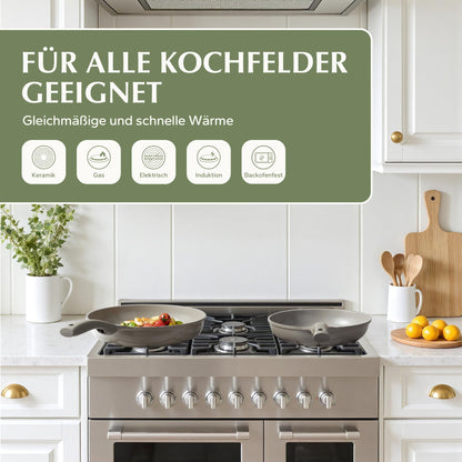 Redchef Keramik Topfset Induktion, 11-teiliges Kochgeschirr-Set, Beige