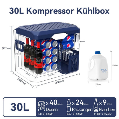 BINGI Kompressor Kühlbox 30 Liter HC-30P5S für Auto und Camping