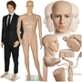 tectake® Schaufensterpuppe Herren beweglich mit Kopf, realistischer, artikulierter Herrenkörper. Zur professionellen Kleidungspräsentation.