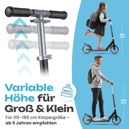 Rollkönig City-Scooter faltbar, Tretroller für Kinder und Erwachsene