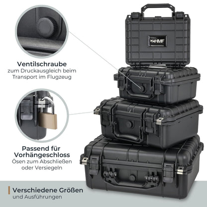HMF ODK100 Outdoor-Fotokoffer, Transportkoffer mit Rasterschaumstoff