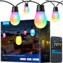 Govee Smart RGBICW LED Aussen-Lichterkette - 15 Meter. Runde LEDs, RGBICW-fähig, für smarte Aussenbeleuchtung.