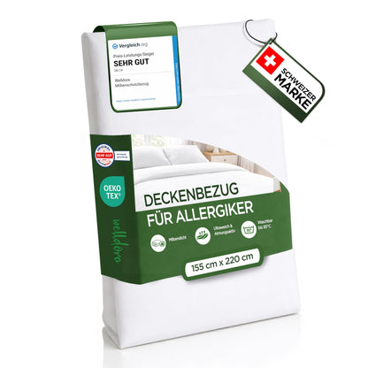 Welldora Milbenbezug Bettdecke 155x220 cm, Allergiker Encasing mit abgedecktem Reissverschluss