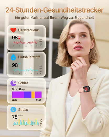 Fitpolo Smartwatch Damen Herren mit Telefonfunktion, 1,85 Zoll, IP68