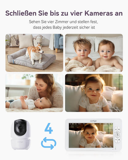 Comfyer Babyphone BM01 mit Kamera, 7-Zoll-Display, Nachtsicht und VOX