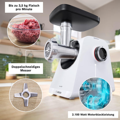 Bosch MultiPower Serie 6 Fleischwolf MFWS607W - Weiss