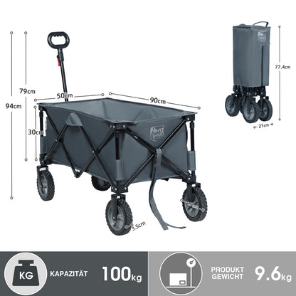 TIMBER RIDGE XXL Bollerwagen faltbar, Handwagen mit Getränkehalter