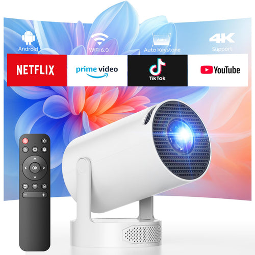 VisionMini Smart Beamer Tragbar. Kompakter, rechteckiger Projektor. Projiziert 1080P-Video via WiFi6, flexibel durch 220° Rotation.