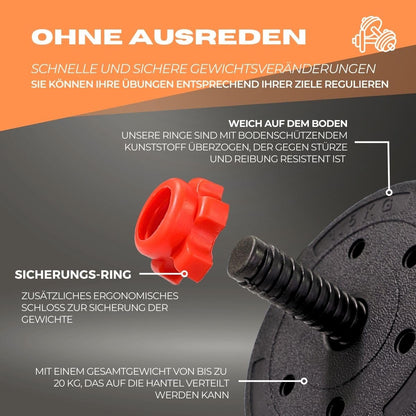 Mobiclinic Extenfit Hantelset 2 in 1, verstellbar, 2-20 kg, Stahl
