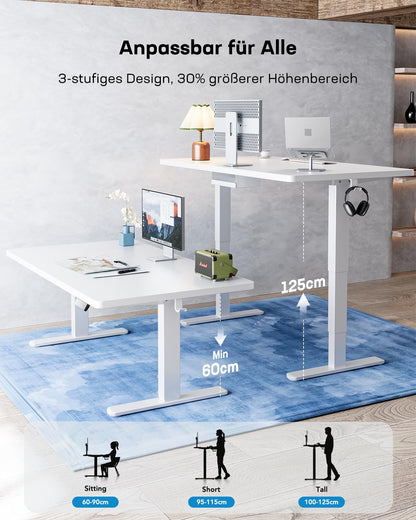 HUANUO Elektrischer Stehpult Höhenverstellbar 160x80cm – 2 Motoren