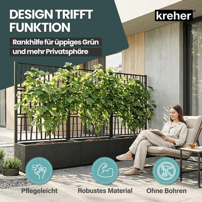 Kreher Ethica Rankgitter mit Pflanzkasten, Anthrazit, 80 x 36 x 140 cm
