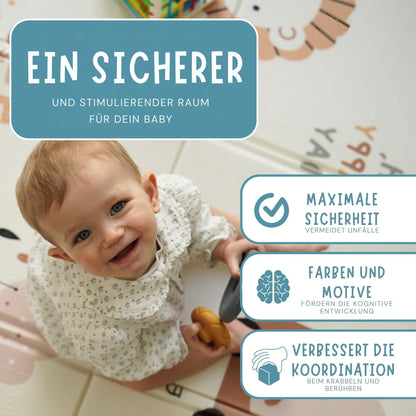 HuBorns Spielmatte Baby faltbar 200x180 cm, wendbar, Weltkarte