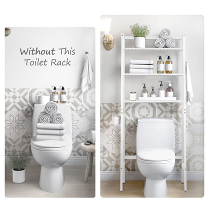 MallKing Badezimmer Toilettenregal 3-Etagen Holz – Weiss