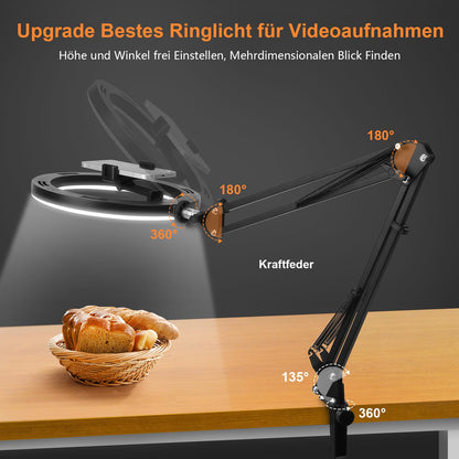 Evershop Ringlicht mit Stativ 10 Zoll, dimmbar, 3 Lichtfarben