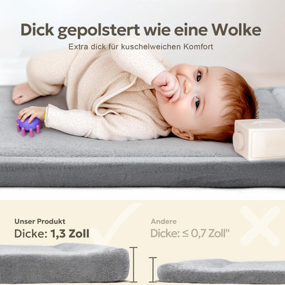 Mallify Spielmatte Baby 127x127 cm – Krabbelmatte mit Memory-Schaum
