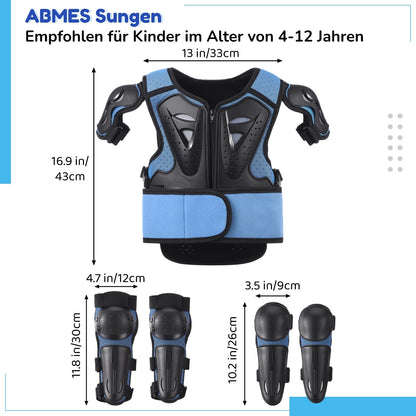 yeesport Kinder Protektoren Set mit Brustpanzer, schwarz