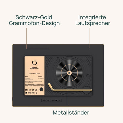 ARZOPA D10 Digitaler Bilderrahmen 10,1 Zoll WLAN Touchscreen Gold