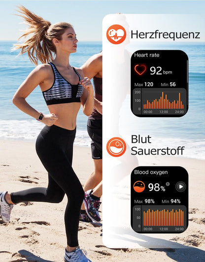 RUIMEN H1 Smartwatch Damen mit Telefonfunktion, 1,85-Zoll-HD-Display