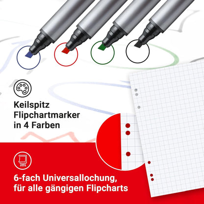 Conipa Flipchartpapier 65x98 cm, 5 Blöcke à 20 Blatt, blanko, 80 g/m²
