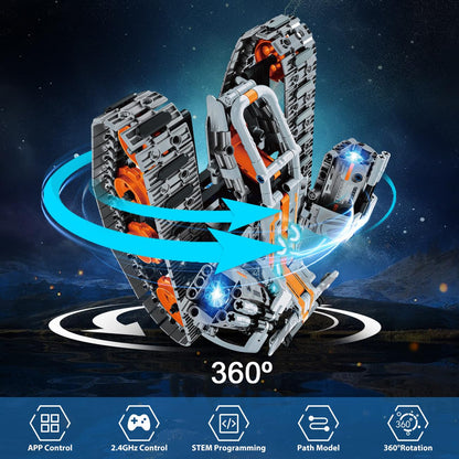 HiWEEGO Technik Roboter Bausatz 5-in-1 mit LED, RC und App
