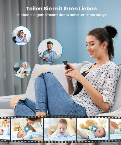 ieGeek Baby 5 Babyphone mit Kamera, 2,5K WLAN, 5,5 Zoll, PTZ 360°