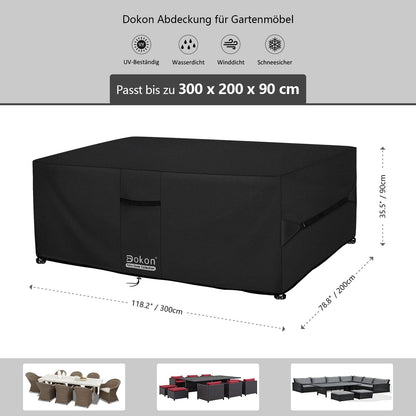Dokon Gartenmöbel Abdeckung wasserdicht 300x200x90 cm 420D Oxford