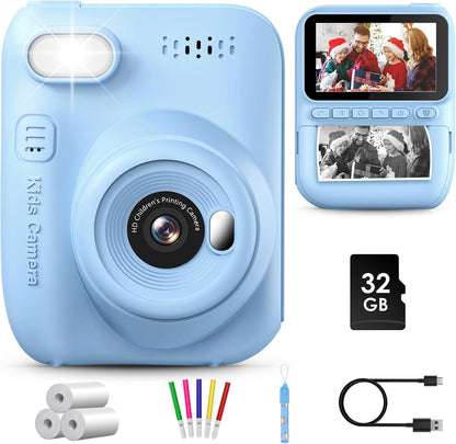 GREENKINDER H2 Sofortbildkamera für Kinder, 14 MP, 1080P, 32 GB – mit Sofortdruck und 3-Zoll-Display