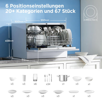 Midea Mini Geschirrspüler Tischgerät - 6 Massgedecke 2024