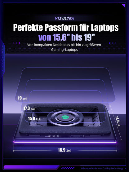 llano V12 Ultra Laptop Kühlpad RGB Kühler für 15,6–19 Zoll Laptops