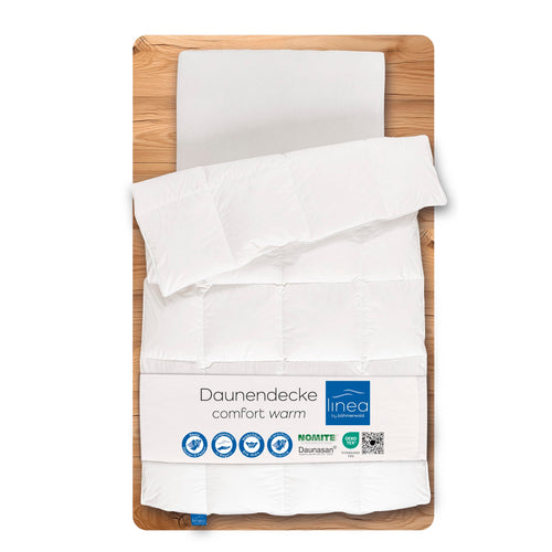 LINEA by böhmerwald Comfort Daunendecke - normal 135x200 weiss. Rechteckige, weiße, gesteppte Daunendecke für Wärme und Schlafkomfort.