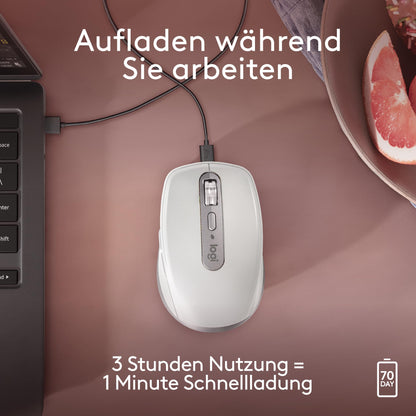 Logitech MX Anywhere 3S for Mac – kabellose Bluetooth-Maus, Hellgrau