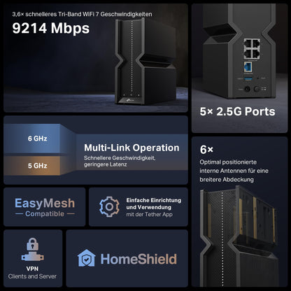 TP-Link Archer BE550 WiFi 7 Tri-Band Router - BE9300