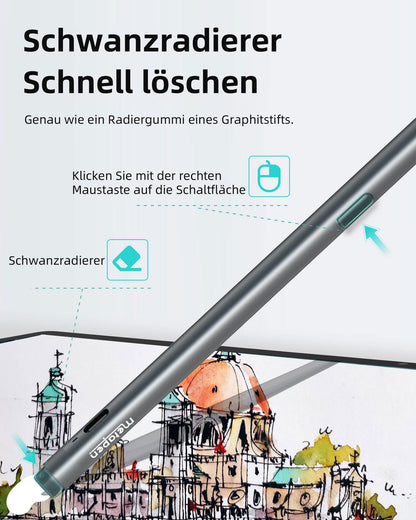 Metapen M2 Surface Stift mit 4096 Druckstufen und USB-C-Aufladung