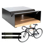 MOSHAY S-Rack Fahrradwandhalterung aus Aluminium und Holz mit Ablage