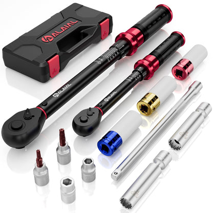 ALAIAL 12-tlg. Drehmomentschlüsselset - 1/2" & 3/8", 20-220Nm, 5-60Nm für präzise Verschraubungen.