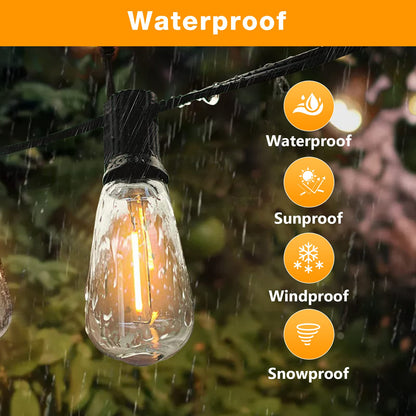 GLUROO LED Glühbirnen Lichterkette Aussen 36.6M – ST38 Warmweiss