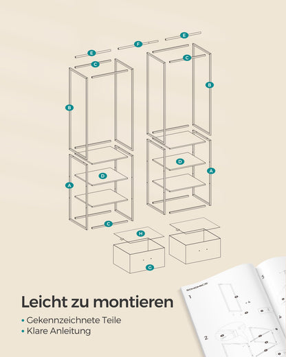 SONGMICS Offener Kleiderschrank RGR003B01 - Vintagebraun